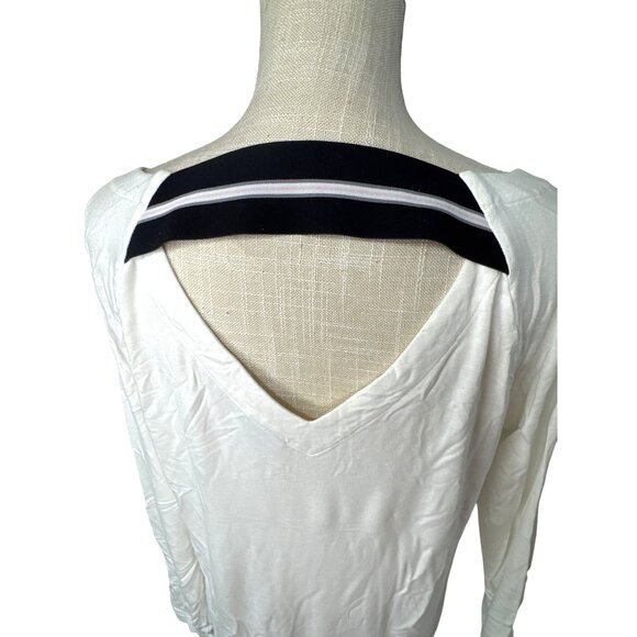 Cabi Womens Long Sleeve Top With V-Back & Contrast Stripe Detail M - Picture 2 of 9